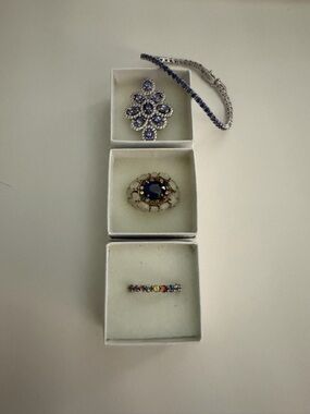 Fine Jewelry4- Items  Gold and Deep Blue Statement Ring